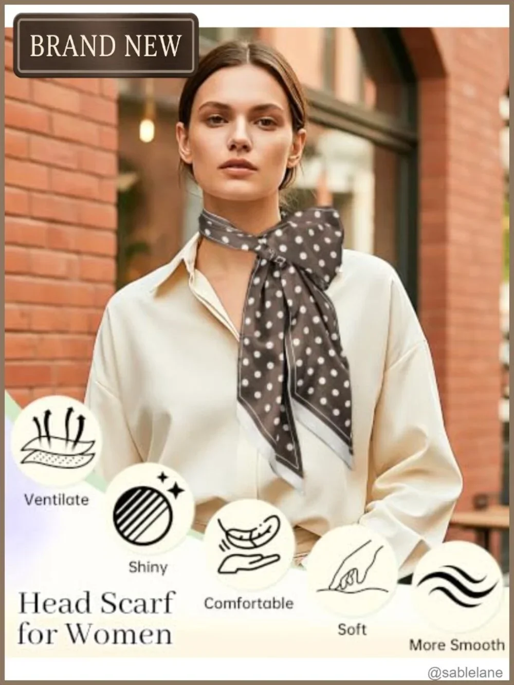 Satin Touch Polyester Scarf, Skinny Neck Scarf for Handbags & Hair